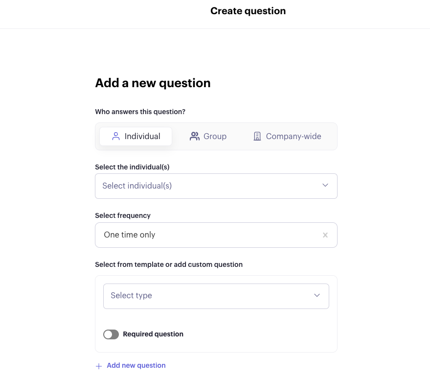 Beam Add a new question form for check-ins