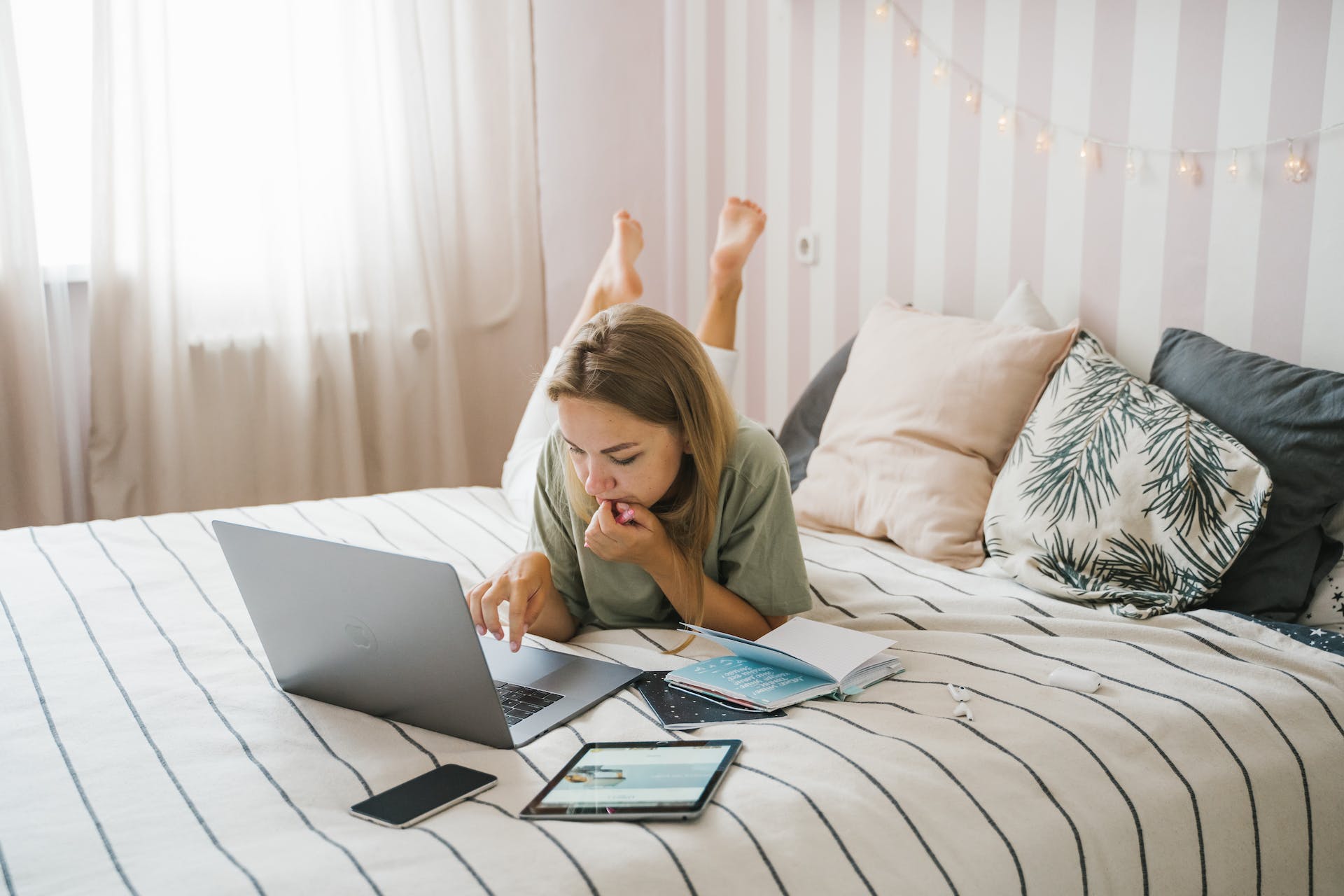 Woman working on her laptop