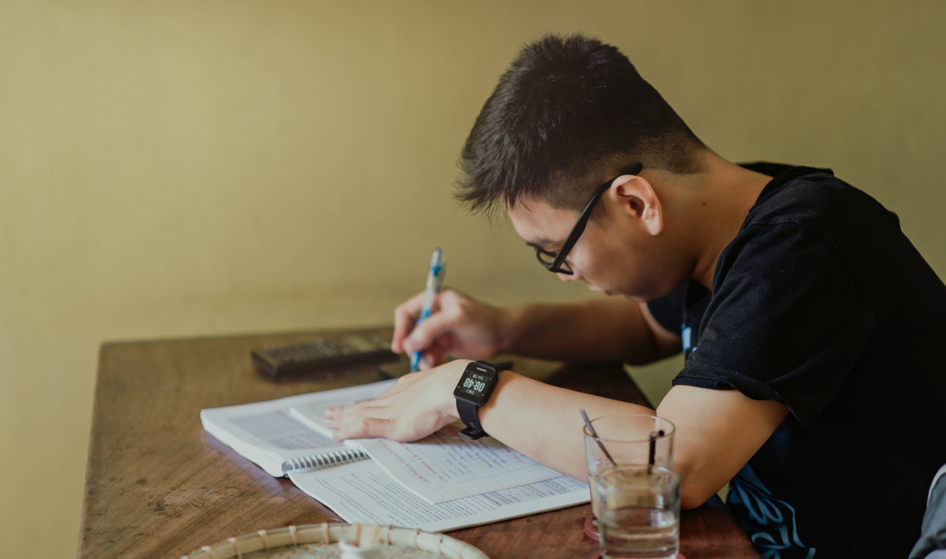Boy studying at his desk