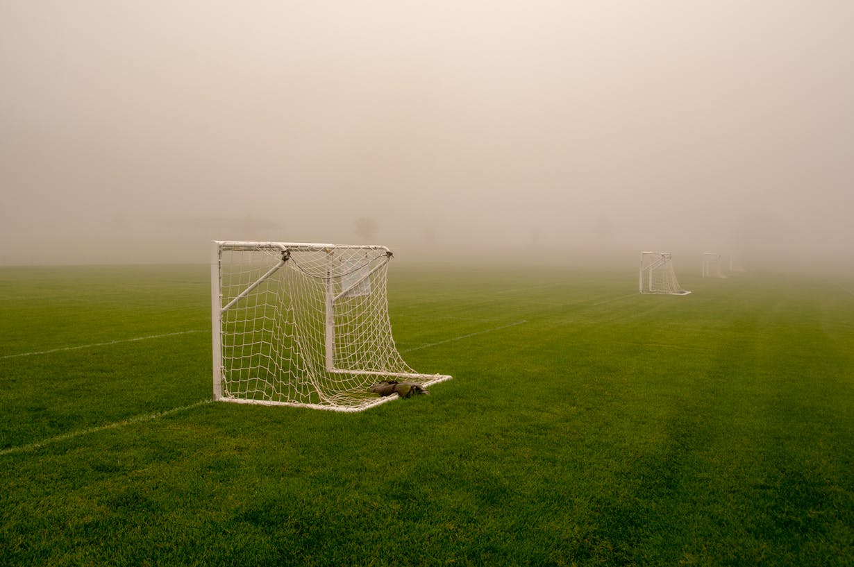 Soccer goal on football stadium