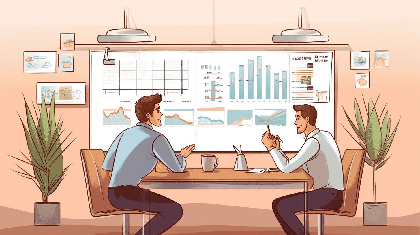 Illustration of employees in a meeting
