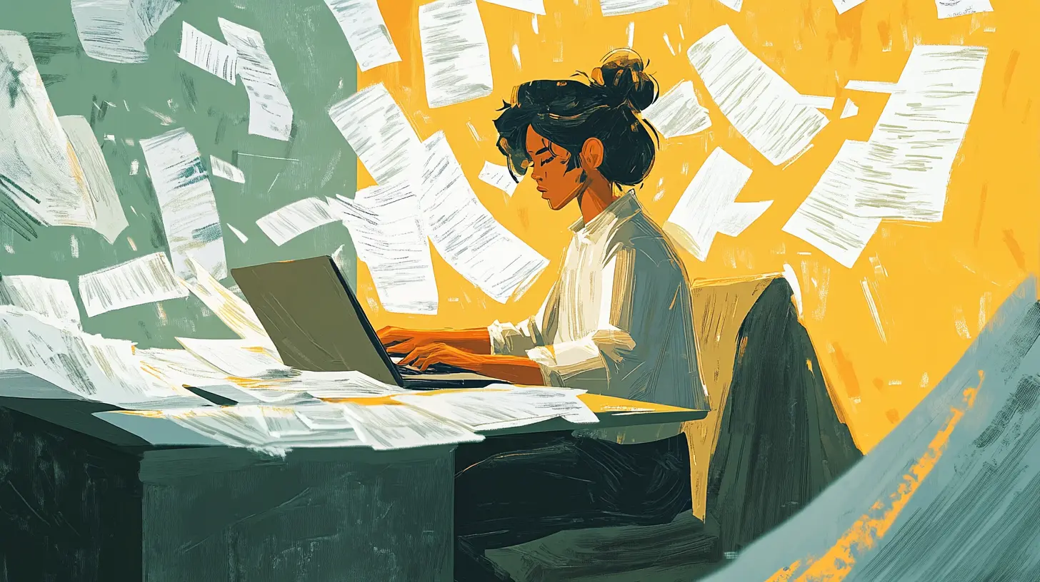 illustration of a lady on a computer